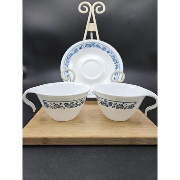 Corelle Other - 3pc Corelle Old Town Blue Replacement Set - 2 Tea Cups & 1 Saucer - Blue Onion